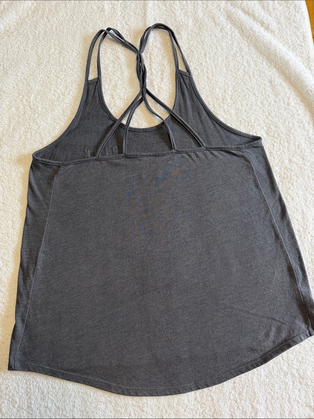 PINK Victoria's Secret Coral and Dark Gray Crisscross Strap Tank Tops - Picture 4 of 9